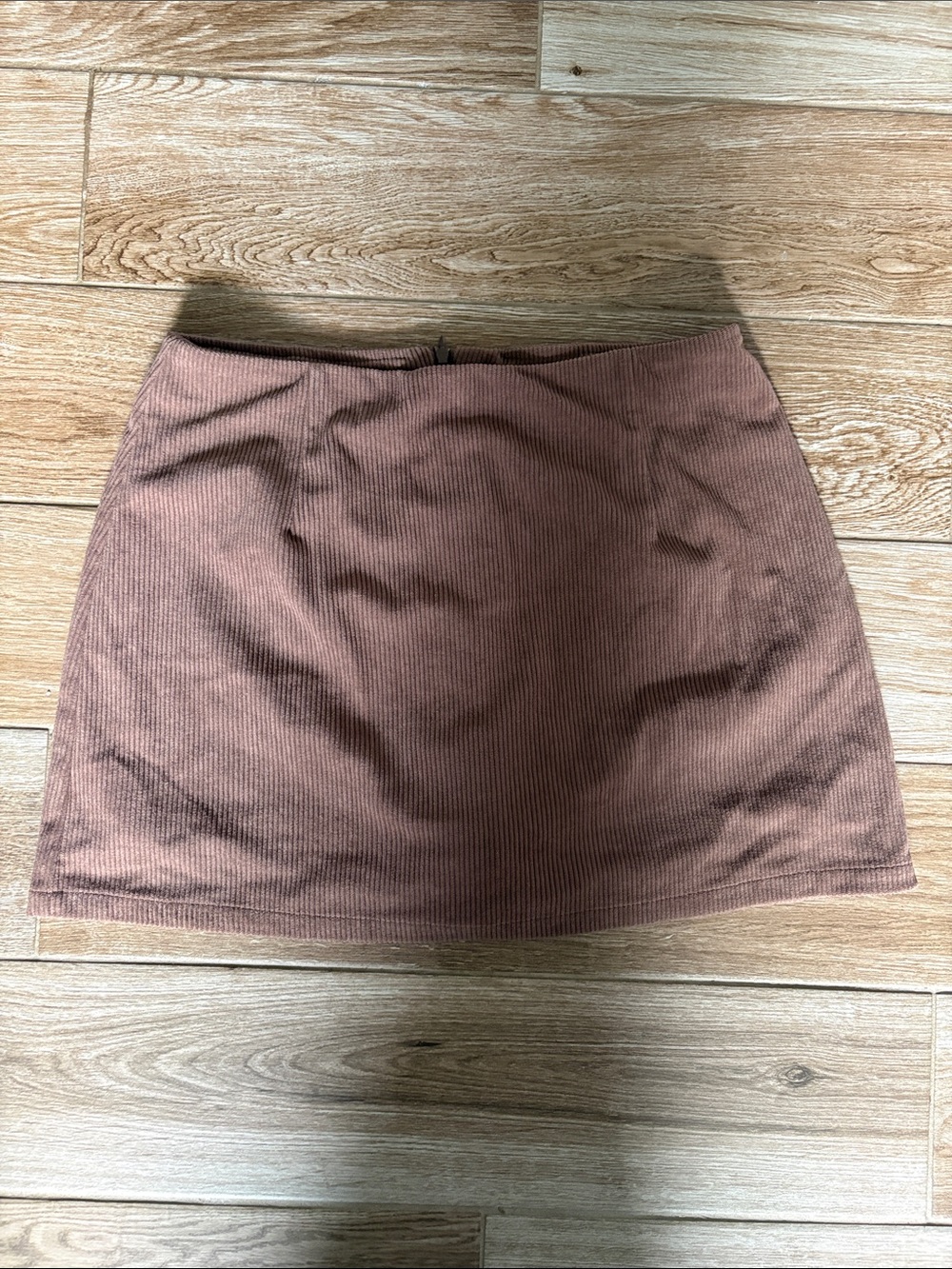 Ribbed Mini Skirt - Brown